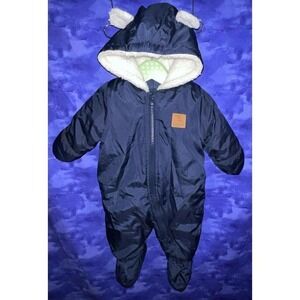 Just One You Carter's Baby Boys Girls Navy Bear Hooded Snowsuit Bunting 6M